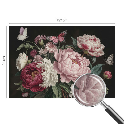 Papel mural texturado decorativo Peonías y mariposas