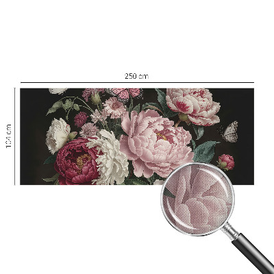 Papel mural texturado decorativo Peonías y mariposas