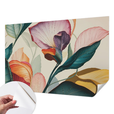Papel mural texturado decorativo con diseño de flores coloridas