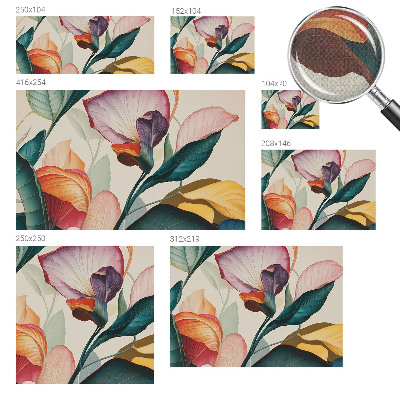 Papel mural texturado decorativo Flores coloridas