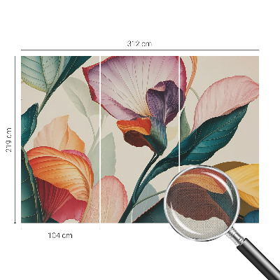 Papel mural texturado decorativo Flores coloridas