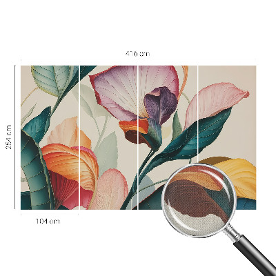 Papel mural texturado decorativo Flores coloridas