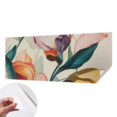 Papel mural texturado decorativo Flores coloridas