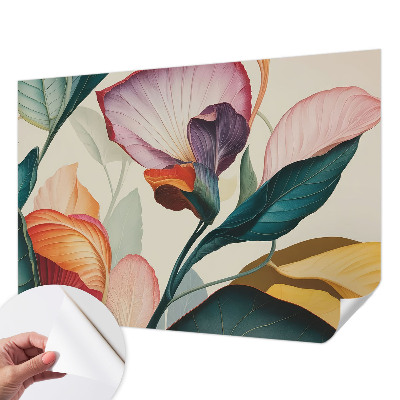 Papel mural texturado decorativo con diseño de flores coloridas