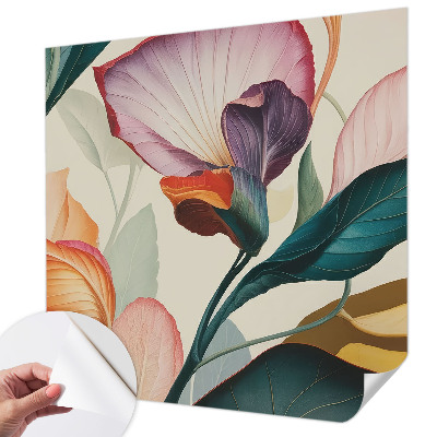 Papel mural texturado decorativo Flores coloridas