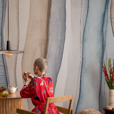 Papel mural con patrón decorativo rayas abstractas