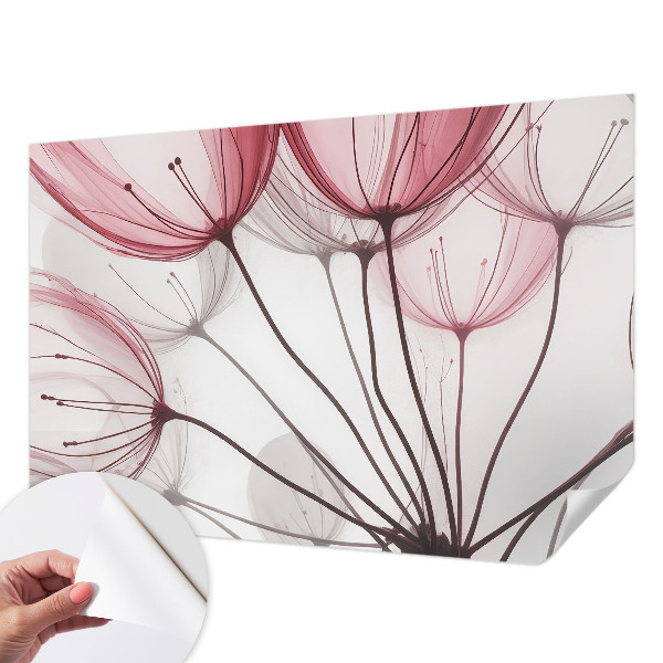 Fotomural decorativo para cabecero de cama con siluetas florales