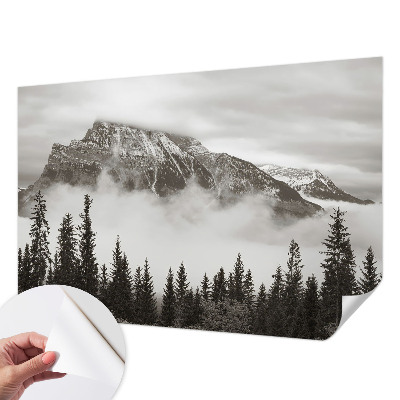 Papel mural con patrón decorativo con un motivo de paisaje de montaña