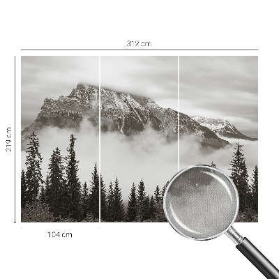 Papel mural con patrón decorativo con un motivo de paisaje de montaña