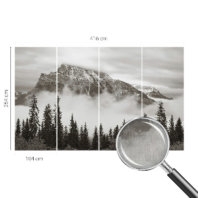 Papel mural con patrón decorativo con un motivo de paisaje de montaña