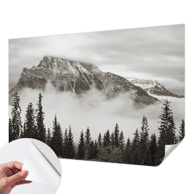 Papel mural con patrón decorativo con un motivo de paisaje de montaña