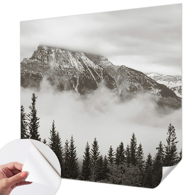 Papel mural con patrón decorativo con un motivo de paisaje de montaña