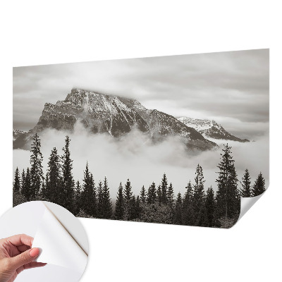 Papel mural con patrón decorativo con un motivo de paisaje de montaña