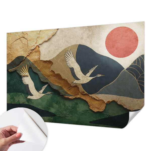 Fotomural decorativo para cabecero de cama Grullas del Este