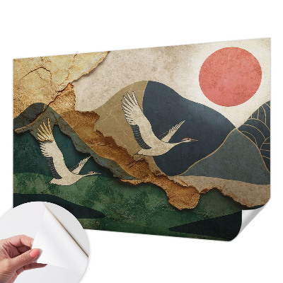 Fotomural decorativo para cabecero de cama Grullas del Este