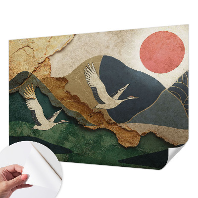 Fotomural decorativo para cabecero de cama Grullas del Este