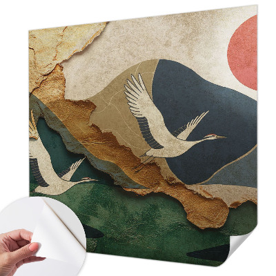 Fotomural decorativo para cabecero de cama Grullas del Este