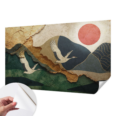 Fotomural decorativo para cabecero de cama Grullas del Este