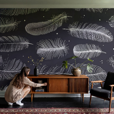 Papel mural texturado decorativo Plumas sutiles