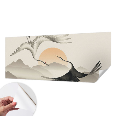 Papel mural con patrón decorativo con diseño de grúas del Este
