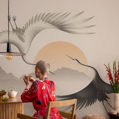 Papel mural con patrón decorativo Grúas del Este