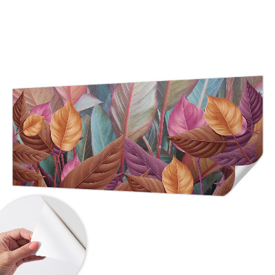 Papel mural con patrón decorativo con hojas coloridas