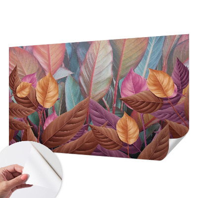 Papel mural con patrón decorativo con hojas coloridas