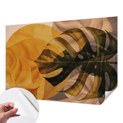 Mural de pared con estampado hermoso con hojas de diseño abstracto
