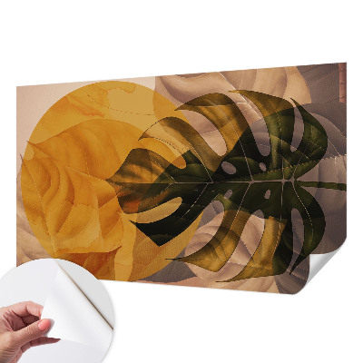 Mural de pared con estampado hermoso con hojas de diseño abstracto