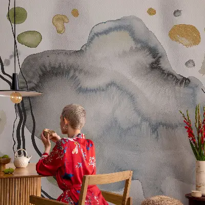 Papel mural texturado decorativo con diseño de acuarela abstracta