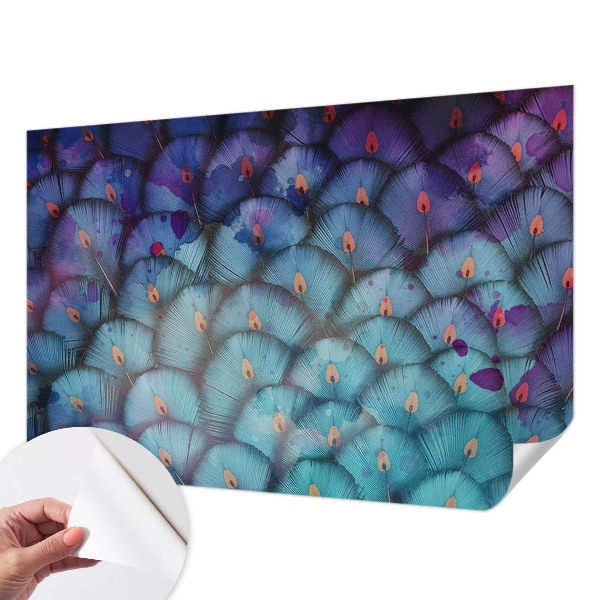 Papel mural con patrón decorativo Plumas coloridas