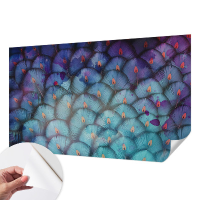 Papel mural con patrón decorativo Plumas coloridas