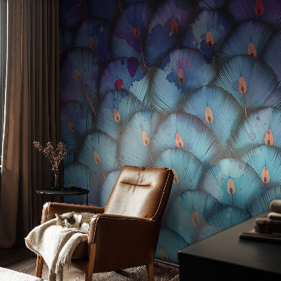 Papel mural con patrón decorativo Plumas coloridas