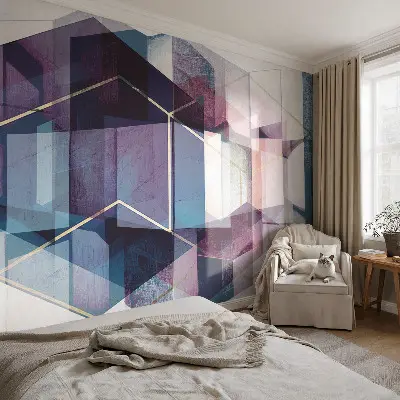 Mural de pared con estampado hermoso con diseño de cubos geométricos