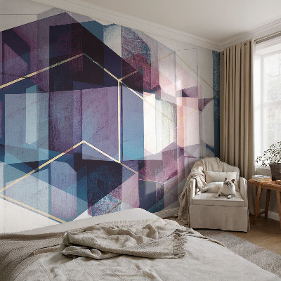 Mural de pared con estampado hermoso cubos geométricos