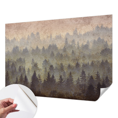 Papel mural texturado decorativo con diseño Niebla forestal