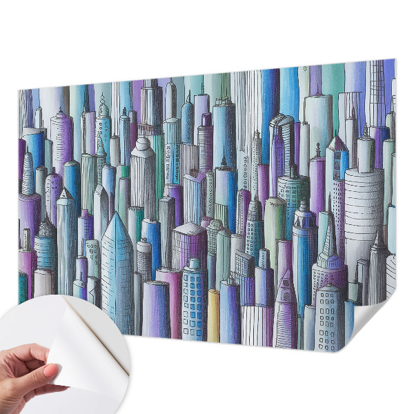 Fotomural decorativo para cabecero de cama con motivo de rascacielos de la ciudad