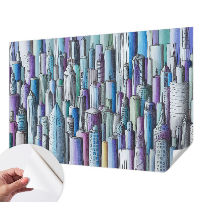 Fotomural decorativo para cabecero de cama con motivo de rascacielos de la ciudad