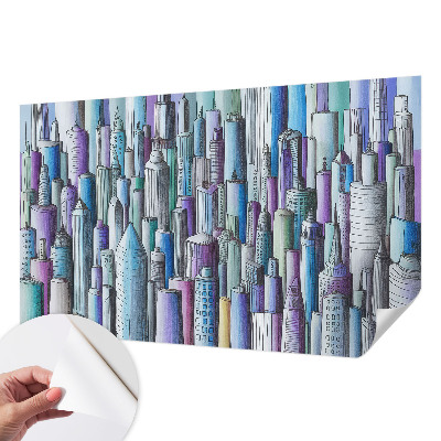 Fotomural decorativo para cabecero de cama con motivo de rascacielos de la ciudad