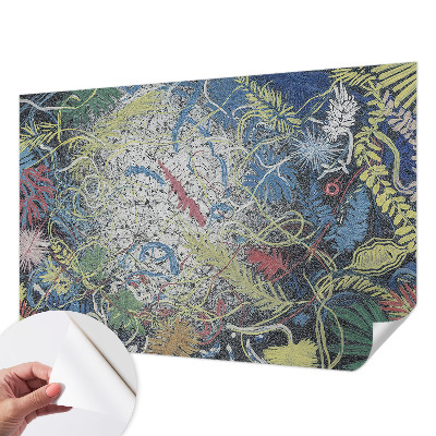 Papel mural texturado decorativo con motivo de remolinos de plantas