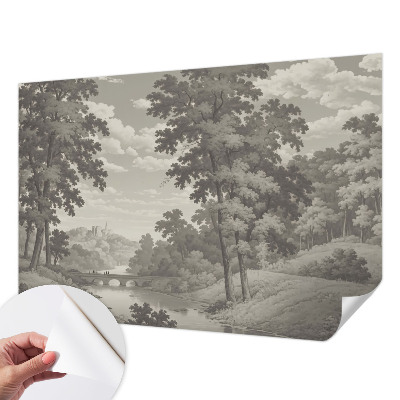 Fotomural decorativo para cabecero de cama Castillo y puente