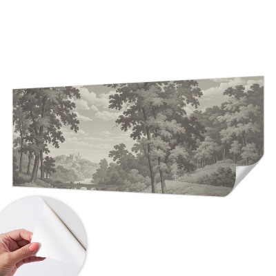 Fotomural decorativo para cabecero de cama Castillo y puente