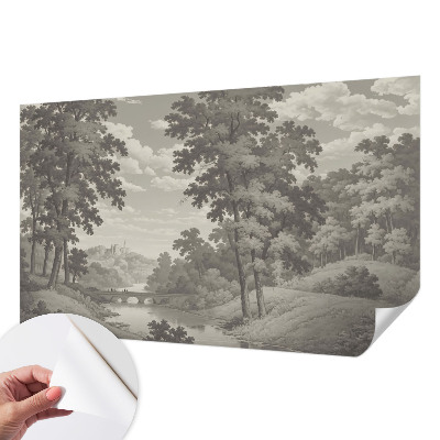 Fotomural decorativo para cabecero de cama Castillo y puente
