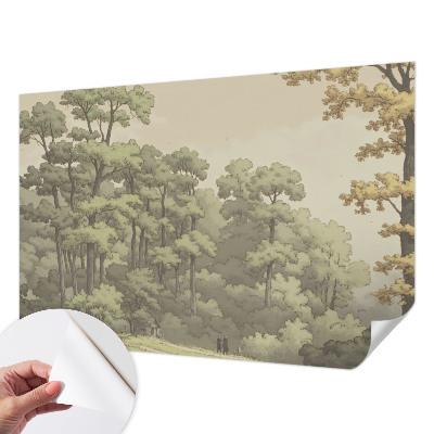 Papel mural con patrón decorativo con diseño 'Idilio forestal'