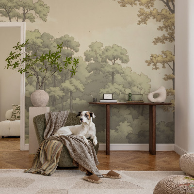 Papel mural con patrón decorativo Idilio forestal