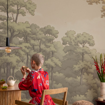 Papel mural con patrón decorativo Idilio forestal