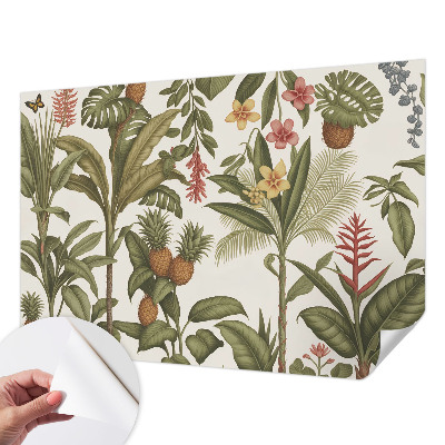 Fotomural decorativo para cabecero de cama con un motivo de naturaleza exótica