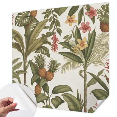 Fotomural decorativo para cabecero de cama con un motivo de naturaleza exótica