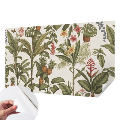 Fotomural decorativo para cabecero de cama con un motivo de naturaleza exótica