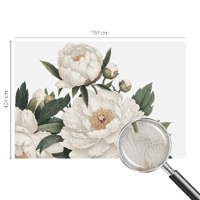 Mural de pared con estampado hermoso con peonías blancas